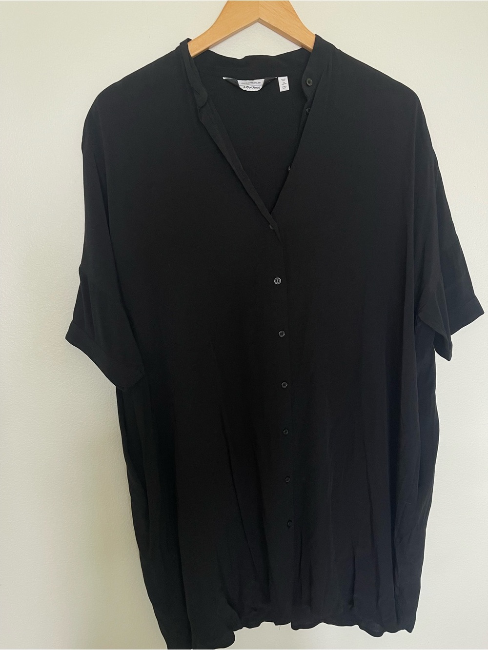 & Other Stories Black Short-Sleeve Button-Down Dress